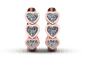 Boucles d'oreilles Huggie en or jaune avec moissanite taille cœur, serties clos, bijoux romantiques pour femme, pour mariage - Product Image 2