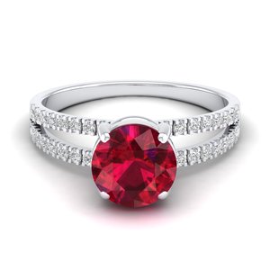 REYES <b>Dainty</b> Handmade 14K 18K Rose Gold Diamond Engagement <b>Rings</b> for Women Round Cut 2 Carat Ruby Gemstone Fine Jewelry - Product Image 5