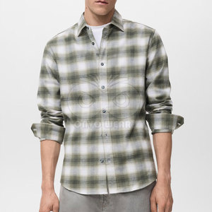 Chemise en flanelle pour homme de haute qualité, sur mesure, à carreaux, manches longues, mélange de coton avec fermeture à boutons durable - Product Image 2