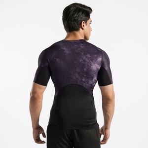 Men's Purple Sublimation <b>Compression</b> Rash Guard Short Sleeve Quick Dry <b>Gym</b> <b>Shirt</b> - Product Image 3