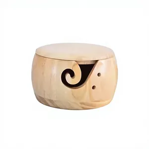 Wooden Yarn <b>Bowl</b> Round Simple Design with Spiral Cutout Feature - Product Image 1