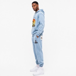 Men Acid Wash Hooded Tracksuit <b>Set</b> Soft Cotton Hoodie with <b>Matching</b> <b>Joggers</b> for Casual Fitness Travel and Weekend Wear - Product Image 3