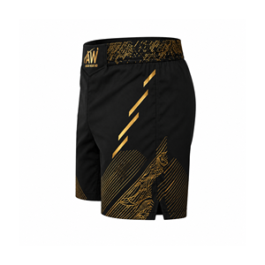 กางเกง MMA ผู้ชาย Asar Wear Ind ทรงปกติ แห้งเร็ว พิมพ์ลายแบบ Sublimation สีดำลายทอง - Product Image 2