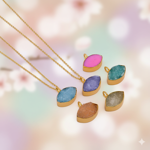 Collier pendentif tendance en forme d'œil avec pierre précieuse Druzy pour femme, fournisseur de bijoux personnalisés en gros - Product Image 4