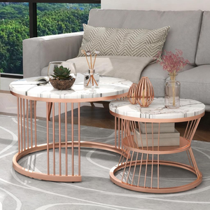 Modern Durable Lightweight Decorative <b>Coffee</b> <b>Table</b> with MDF Top and Iron Frame Stacking <b>Nesting</b> Living Room <b>Table</b> <b>Set</b> 2 - Product Image 2