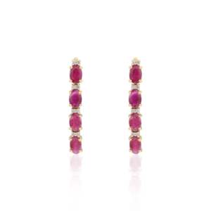 Boucles d'oreilles pendantes en or 14 carats avec rubis naturel et diamants, 3,45 carats, certifiées IGI - Product Image 3
