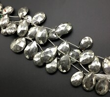 580 Karat natürlicher Silberpyrit, facettiert, mandelförmig, natürlicher Edelstein für die Herstellung von edlem Schmuck. - Product Image 2
