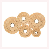 Platos Decorativos de Pared de Ratán Modernos Art Deco Ecológicos Hechos a Mano, Color Personalizado, Paquete Multipieza para un Hogar Sostenible