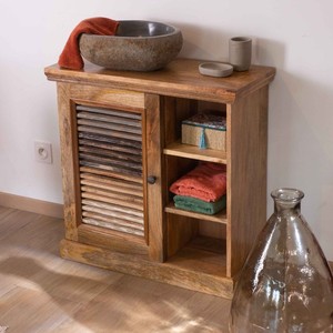 Vandana Royal Volume cabinet with louvered door in mango wood Etretat - Product Image 2