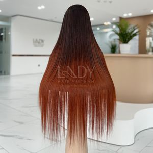 Superventas bebé pelo fino hueso recto punta marrón HD peluca frontal de encaje cabello humano vietnamita para mujeres negras - Product Image 3