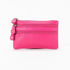 Unisex Genuine Cowhide Leather <b>Card</b> <b>Holder</b> <b>Wallet</b> with Malty Color Zipper Closure and Patchwork Design - Product Image 4