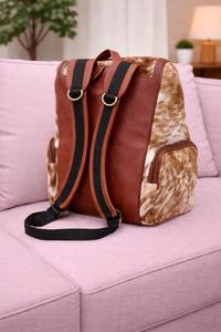 Stylish Leather Hair On Backpack Cowhide Travel Laptop Rucksack Vintage School Bag Handmade Durable LHBP-0027 - Product Image 3