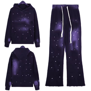 Cotton Winter Breathable Printed Drawstring Casual Jacket Sweatpants Jogger <b>Tracksuit</b> Sets Men Two Piece <b>Tracksuits</b> - Product Image 2