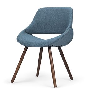 Sedia da pranzo Malden in denim blu e legno curvato - Product Image 1