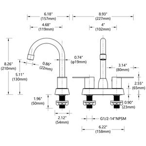 Rubinetto per lavabo da bagno RV a 3 fori con 2 maniglie, finitura nichel spazzolato, per ricambi e accessori RV - Product Image 6
