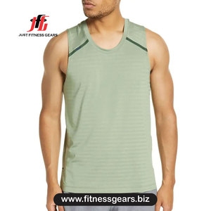JUST FITNESS GEARS Débardeur pour homme en coton 100% écologique respirant, à séchage rapide, col rond, tricoté, bleu uni, 220g, modèle décontracté - Product Image 5