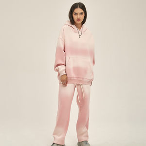 Survêtement femme 100% coton délavé à l'acide, respirant, coupe oversize, avec logo personnalisé, vente en gros - Product Image 1
