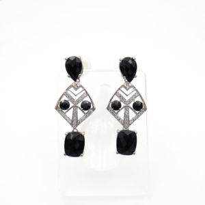 Conjunto de Pendientes y Colgante de Plata de Ley 925 con Ónix Negro Natural y Espinela Negra, Chapado en Rodio, Joyería Fina OEM ODM - Product Image 5