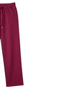 กางเกงวอร์มขายาวสีแดงไวน์สำหรับผู้หญิง เอวยางยืด มีเชือกผูก กางเกงลำลองทรงหลวม รับผลิตตามแบบ OEM ขายส่งจำนวนมากจากโรงงาน - Product Image 2