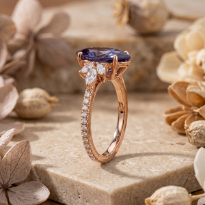 แหวนหมั้นเพชรทรงมาร์คีส์ 2.50 กะรัต ทองคำขาว 14k หรูหรา ประดับเพชรทรงหยดน้ำและทรงมาร์คีส์ด้านข้างแบบฝังหนามเตย - Product Image 2