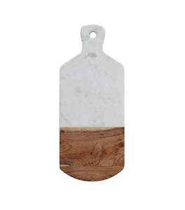 Planche à découper en marbre blanc naturel avec base antidérapante pour la préparation des aliments sur le comptoir de cuisine et une présentation élégante sur la table - Product Image 1