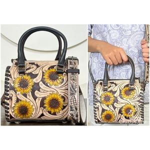 Bolso de Mano Pequeño de Cuero Vacuno de Alta Calidad, Hecho a Mano, para Mujer, Ideal para Gimnasio, Fin de Semana, Viajes y Equipaje - Product Image 1