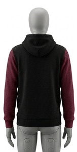 เสื้อฮู้ดแขนยาวสีดำและสีแดงเบอร์กันดีสำหรับผู้ชาย ทรงปกติ ผ้าฝ้ายฟลีซ สวมใส่สบาย มีกระเป๋าหน้า เหมาะสำหรับใส่ในฤดูใบไม้ร่วง - Product Image 2