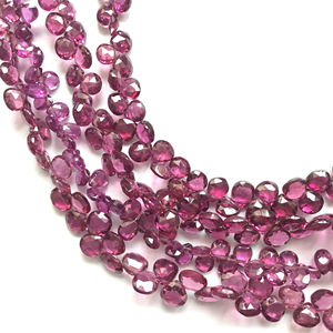 ลูกปัดโกเมนธรรมชาติทรงบริโอเล็ต 1 เส้น สำหรับทำเครื่องประดับอัญมณีชั้นดี - Product Image 1