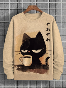 Sweat à capuche décontracté unisexe à manches longues, imprimé par transfert thermique, respirant, coupe classique, motif chat anime amusant, pour l'automne et le quotidien - Product Image 2