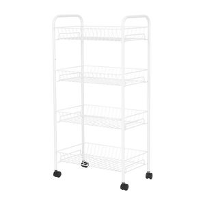 Chariot à linge en métal à 4 niveaux sur roulettes, blanc - Product Image 1