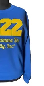 Sweat-shirt pour femme 1922 en chenille avec lettres brodées Sigma Gamma Rho, col rond, en polaire bleu, pour sororité - Product Image 5