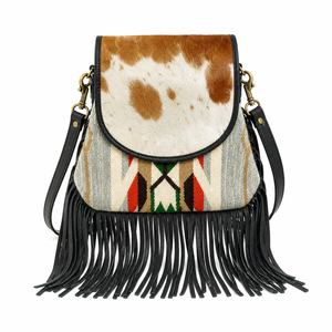 Bolsos cruzados de cuero vacuno estilo bohemio con flecos para mujer |   Cuero Hecho a Mano del Suroeste |   Bolso Bandolera India 2026 Exportación - Product Image 1