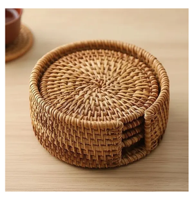 Sous-verres et sets de table en rotin BOHO de qualité supérieure, prix les plus bas, sous-verres ronds faits à la main en rotin - Product Image 3