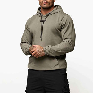 Sudadera con Capucha para Hombre, Color Verde Oliva, Corte Regular, Tejido de Poliéster, Diseño Casual de Color Sólido con Bolsillos, para Otoño - Product Image 1