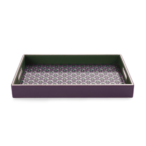 Plateau de service décoratif à motifs géométriques avec poignées bleu turquoise, plateau rectangulaire moderne de luxe - Product Image 6