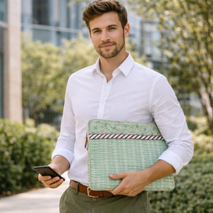 Funda Acolchada para Portátil Hecha a Mano con Estampado Artesanal de Jaipur, de Algodón Suave Clásico, con Cierre y Múltiples Bolsillos, Ligera, Duradera y Lavable - Product Image 5