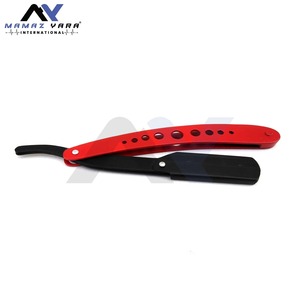 Rasoir de barbier professionnel à lame droite en acier inoxydable avec verrouillage à bascule, lame unique, noir et rouge, outil de rasage du visage pour salon de coiffure - Product Image 5