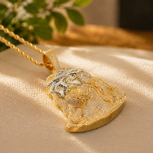 Cadena de Oro Amarillo con Dijes, Regalo de Aniversario para Él, Diamantes Redondos Brillantes, Colgantes Cristianos Estilo Hip Hop - Product Image 2