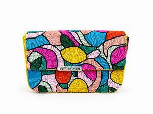 Sac de soirée à rabat perlé avec motif abstrait coloré, fait main, élégant, pour soirée - Product Image 5