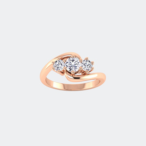 1.00CTW Three Stone Round Solitaire Prong set Diamond Ring - Product Image 6