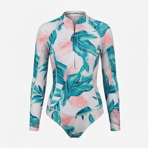 Maillot de bain une pièce pour femme North Approach avec imprimé feuilles tropicales, col montant, fermeture éclair, séchage rapide, en spandex et polyester - Product Image 2