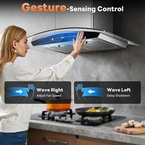 Ventilateur de poêle mural 30W 700C-F-M avec panneau tactile pour cuisine, LED, NOUVEAU - Product Image 4