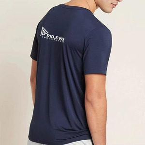 Camiseta Azul de Manga Corta para Hombre con Logotipo Personalizado, Lavado Ácido, 100% Algodón, 220g, Alta Calidad, Estilo Casual - Product Image 2
