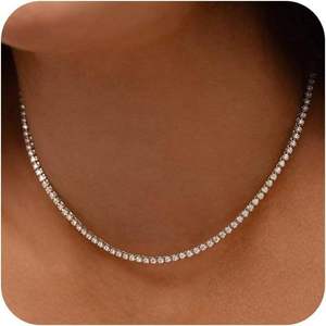 Collar de Mujer con Diamante Cultivado en Laboratorio, Corte Brillante Redondo, Estilo Hiphop, Chapado en Oro, Color D, para Uso Diario - Product Image 4