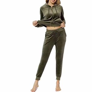Wholesale Velvet <b>Tracksuit</b> for Women Custom Logo <b>Velour</b> Sweatsuit Sweat Track Suit Jogging Suit Custom Made By Twin City - Product Image 4