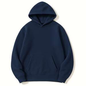 Sweat à capuche tricoté pour homme en molleton 100% coton de haute qualité 330g, anti-rétrécissement, coupe oversize, avec logo frontal 3D gaufré et uni - Product Image 2