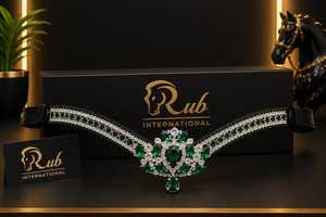 En gros Rub International Frontlet de cheval en cuir véritable de luxe avec strass en cristal, clous dorés personnalisés et diamants étincelants - Product Image 4