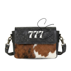 Sac bandoulière en cuir repoussé motif vachette, style vintage western, avec fermeture éclair, pour femme - Product Image 2
