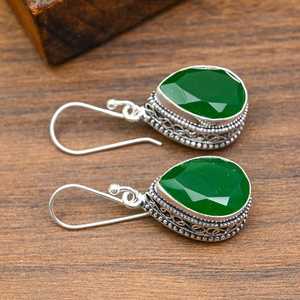 Pendientes de piedra preciosa de ónix verde, plata de ley 925, pendientes de plata hechos a mano, joyería de piedras preciosas naturales, regalo para el amor - Product Image 3