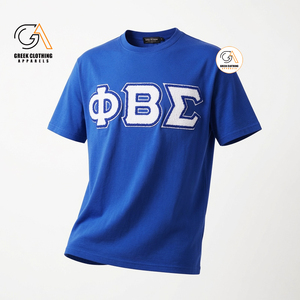 T-shirt personnalisé pour homme Phi Beta Sigma, col rond, broderie, manches courtes, bleu, bordure contrastée, coupe classique, jersey écologique formel - Product Image 4